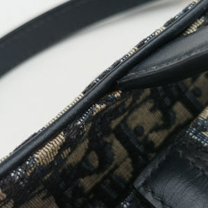 Secondhand Christian Dior Saddle Navy Jacquard × Leather handbag | stylenewstar