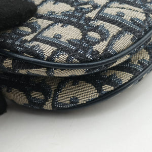 Secondhand Christian Dior Saddle Navy Jacquard × Leather handbag | stylenewstar