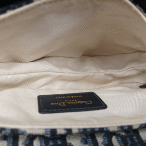 Secondhand Christian Dior Saddle Navy Jacquard × Leather handbag | stylenewstar