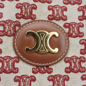 Vintage Celine Triomphe Horizontal Caba Beige x Brown Textile x Leather shoulderbag | stylenewstar