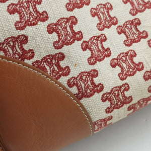 Vintage Celine Triomphe Horizontal Caba Beige x Brown Textile x Leather shoulderbag | stylenewstar