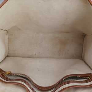 Vintage Celine Triomphe Horizontal Caba Beige x Brown Textile x Leather shoulderbag | stylenewstar