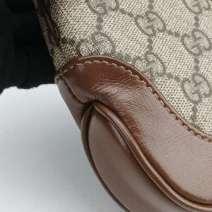 Pre-owned Gucci Jackie 1961 GG Supreme brown x beige PVC coated canvas×Leather 637092 handbag | stylenewstar