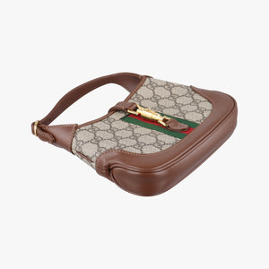 Pre-owned Gucci Jackie 1961 GG Supreme brown x beige PVC coated canvas×Leather 637092 handbag | stylenewstar
