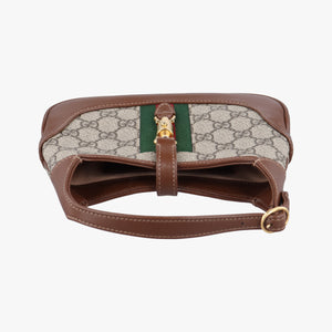 Pre-owned Gucci Jackie 1961 GG Supreme brown x beige PVC coated canvas×Leather 637092 handbag | stylenewstar