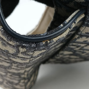 Pre-owned Christian Dior Saddle Navy Jacquard × Leather handbag | stylenewstar