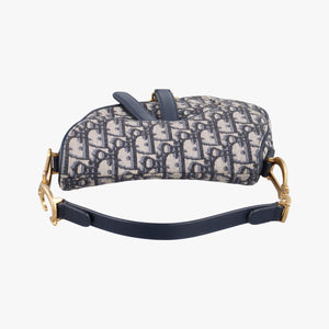 Pre-owned Christian Dior Saddle Navy Jacquard × Leather handbag | stylenewstar