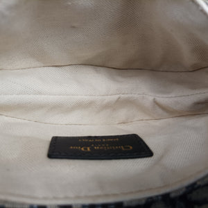 Pre-owned Christian Dior Saddle Navy Jacquard × Leather handbag | stylenewstar