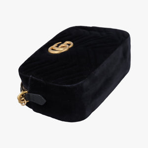 Pre-owned Gucci GG Marmont Black velour 447632 shoulderbag | stylenewstar