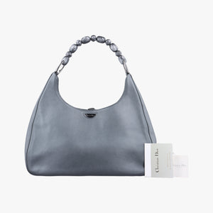 Pre-owned Christian Dior Pearl Malice Hobo Grey Leather handbag | stylenewstar
