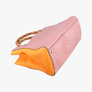 Pre-owned Gucci Bamboo Shopper Pink×Orange Leather 323660 handbag | stylenewstar
