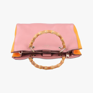 Pre-owned Gucci Bamboo Shopper Pink×Orange Leather 323660 handbag | stylenewstar