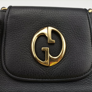 Pre-owned Gucci 1973 Double G Black Leather 251821 shoulderbag | stylenewstar