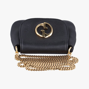 Pre-owned Gucci 1973 Double G Black Leather 251821 shoulderbag | stylenewstar