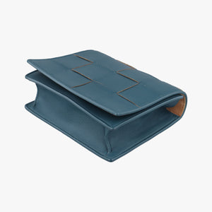 Pre-owned Bottega Veneta Cassette Green Blue lambskin shoulderbag | stylenewstar