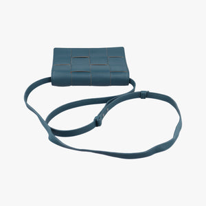 Pre-owned Bottega Veneta Cassette Green Blue lambskin shoulderbag | stylenewstar