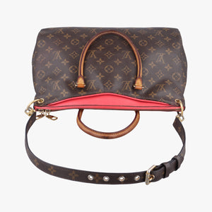 Pre-owned Louis Vuitton PALLAS Brown×CERISE Monogram Canvas×calf leather M41175 shoulderbag | stylenewstar