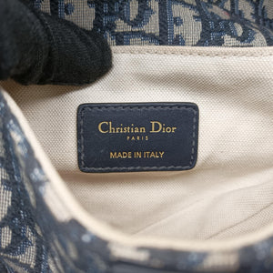 Pre-owned Christian Dior Saddle Navy Jacquard × Leather handbag | stylenewstar