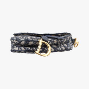 Pre-owned Christian Dior Saddle Navy Jacquard × Leather handbag | stylenewstar