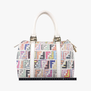 Vintage Fendi Zucca Boston White x Multicolor PVC coated canvas 8BL068 handbag | stylenewstar