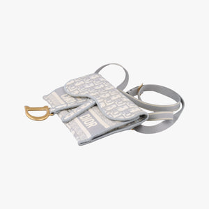 Pre-owned Christian Dior Saddle Grey jacquard bum bag/waist bag | stylenewstar