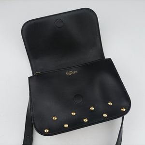 Pre-owned Alexander McQueen Studded Skull Padlock Black Leather shoulderbag | stylenewstar