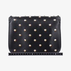 Pre-owned Alexander McQueen Studded Skull Padlock Black Leather shoulderbag | stylenewstar