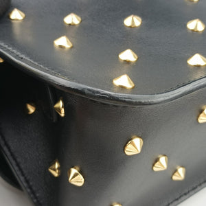 Pre-owned Alexander McQueen Studded Skull Padlock Black Leather shoulderbag | stylenewstar