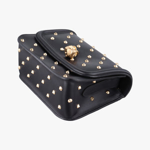 Pre-owned Alexander McQueen Studded Skull Padlock Black Leather shoulderbag | stylenewstar