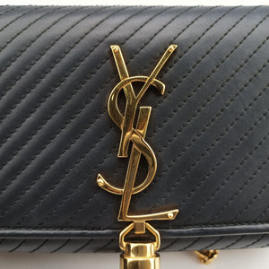 Pre-owned Yves Saint Laurent Monogram Kate Black Leather 356096 shoulderbag | stylenewstar