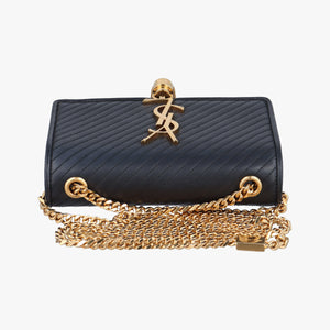 Pre-owned Yves Saint Laurent Monogram Kate Black Leather 356096 shoulderbag | stylenewstar