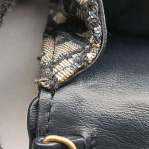 Pre-owned Christian Dior Saddle Navy jacquard×Leather shoulderbag | stylenewstar