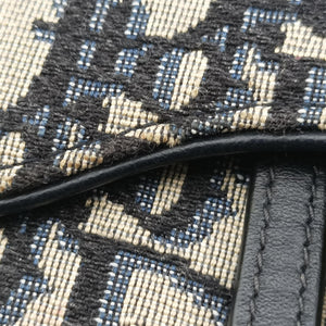 Pre-owned Christian Dior Saddle Navy jacquard×Leather shoulderbag | stylenewstar