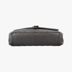 Pre-owned Yves Saint Laurent COLLEGE Grey Leather 428056 shoulderbag | stylenewstar