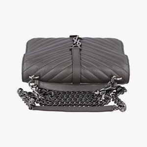 Pre-owned Yves Saint Laurent COLLEGE Grey Leather 428056 shoulderbag | stylenewstar