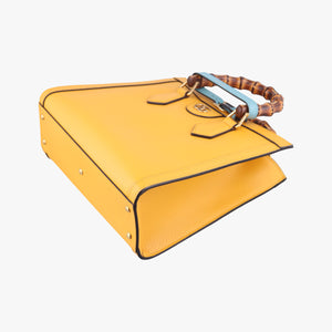 Pre-owned Gucci Diana Jumbo GG Mini Yellow Leather 702721 shoulderbag | stylenewstar