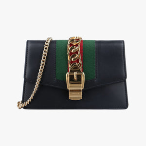 Pre-owned Gucci Sylvie Black Leather 494646 shoulderbag | stylenewstar