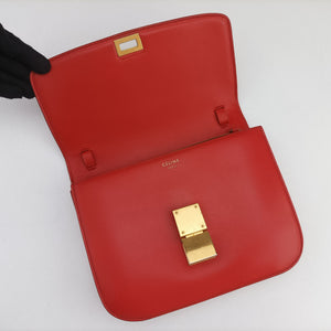 Pre-owned Celine Classic Box Red Leather shoulderbag | stylenewstar