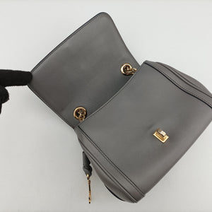 Pre-owned Dolce & Gabbana Miss Dolce Padlock Top Handle Grey Leather handbag | stylenewstar
