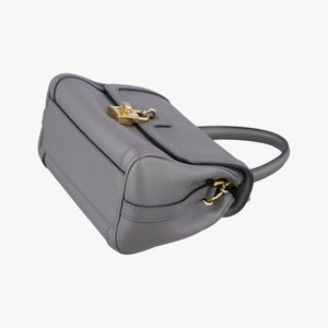 Pre-owned Dolce & Gabbana Miss Dolce Padlock Top Handle Grey Leather handbag | stylenewstar