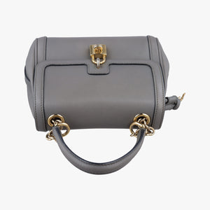 Pre-owned Dolce & Gabbana Miss Dolce Padlock Top Handle Grey Leather handbag | stylenewstar
