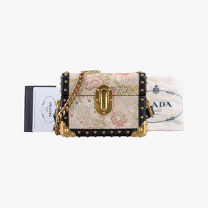 Pre-owned Prada Treasure Trunk Floral Pink x Multi Textile x Leather shoulderbag | stylenewstar