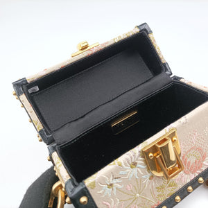Pre-owned Prada Treasure Trunk Floral Pink x Multi Textile x Leather shoulderbag | stylenewstar