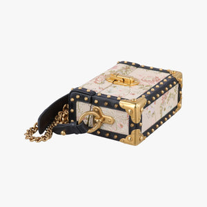 Pre-owned Prada Treasure Trunk Floral Pink x Multi Textile x Leather shoulderbag | stylenewstar
