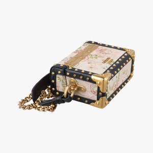 Pre-owned Prada Treasure Trunk Floral Pink x Multi Textile x Leather shoulderbag | stylenewstar