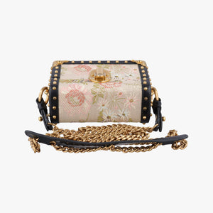 Pre-owned Prada Treasure Trunk Floral Pink x Multi Textile x Leather shoulderbag | stylenewstar