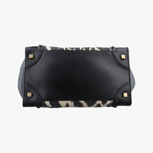 Pre-owned Celine Luggage Mini Shopper Black×white Canvas ×Leather handbag | stylenewstar