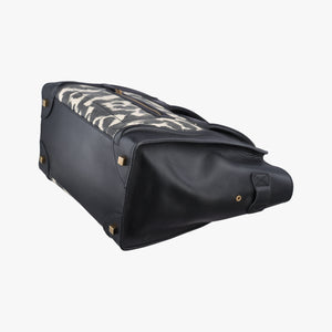 Pre-owned Celine Luggage Mini Shopper Black×white Canvas ×Leather handbag | stylenewstar
