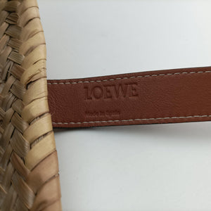 Pre-owned Loewe basket Beige×Brown Leather × Raffia shoulderbag | stylenewstar