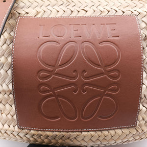 Pre-owned Loewe basket Beige×Brown Leather × Raffia shoulderbag | stylenewstar